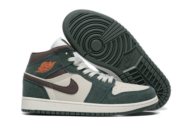 Women's Running Weapon Air Jordan 1 Green/White Shoes 0300